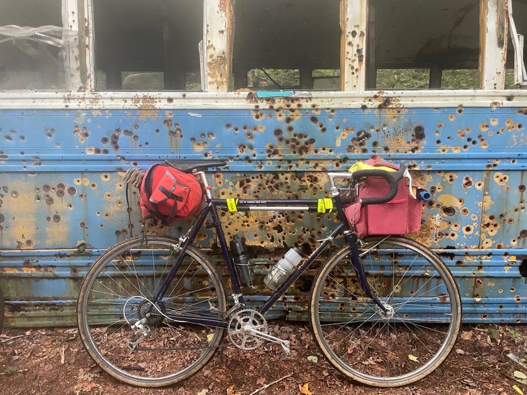 The requisite photo with the abandoned bus.