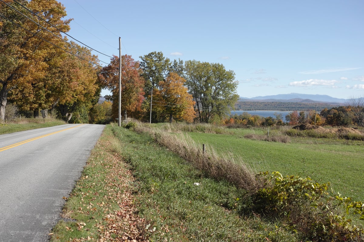 Rolling hills and lake views on South Hero Island