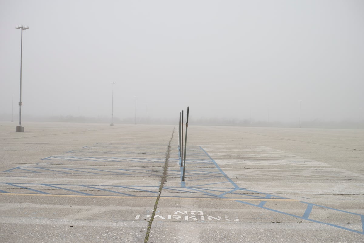 One of many empty parking lots