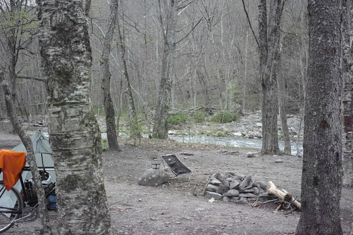 Camping alongside the creek